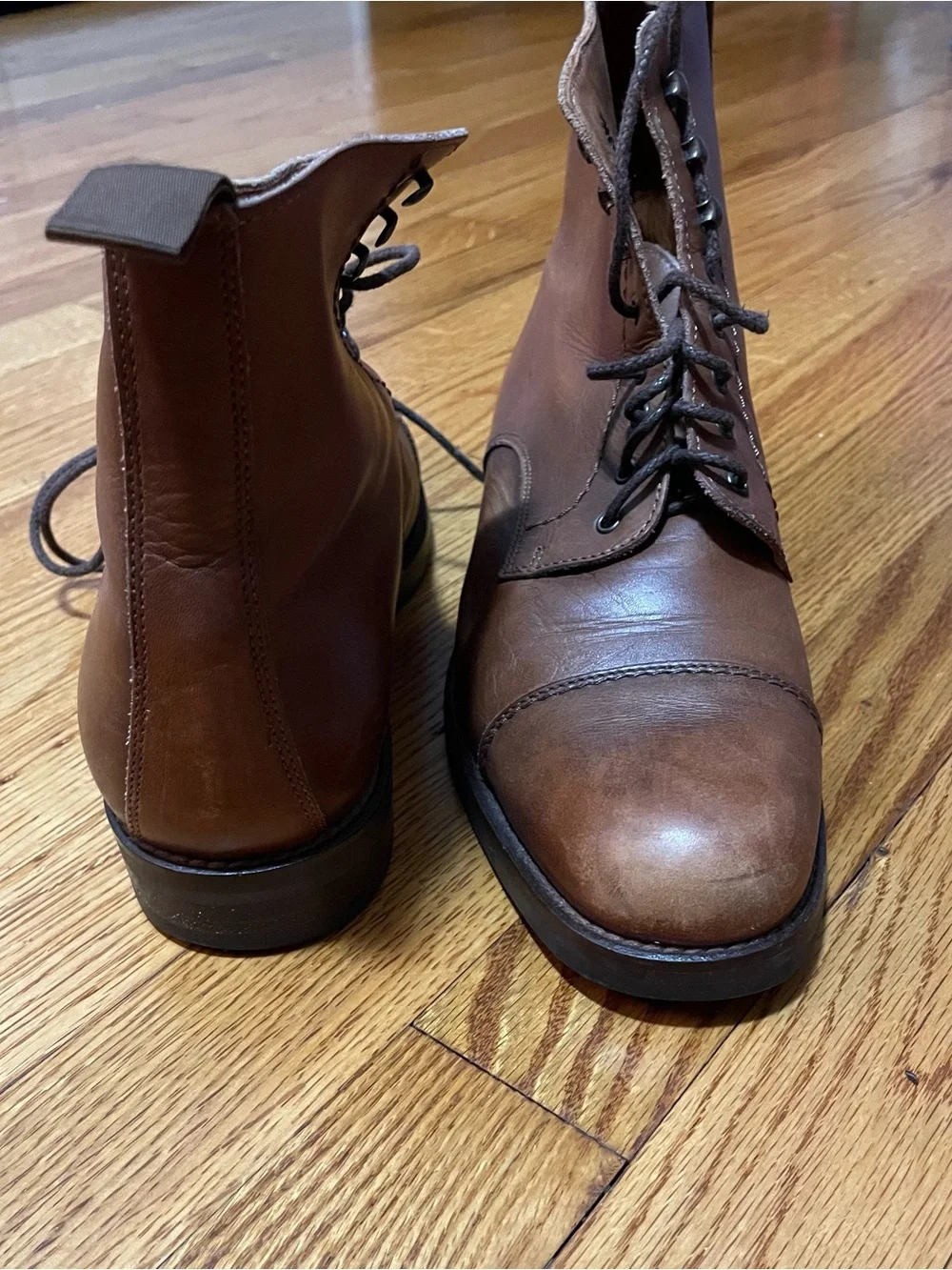 Coach Men's Brown Leather Cap-Toe Lace-Up Boots